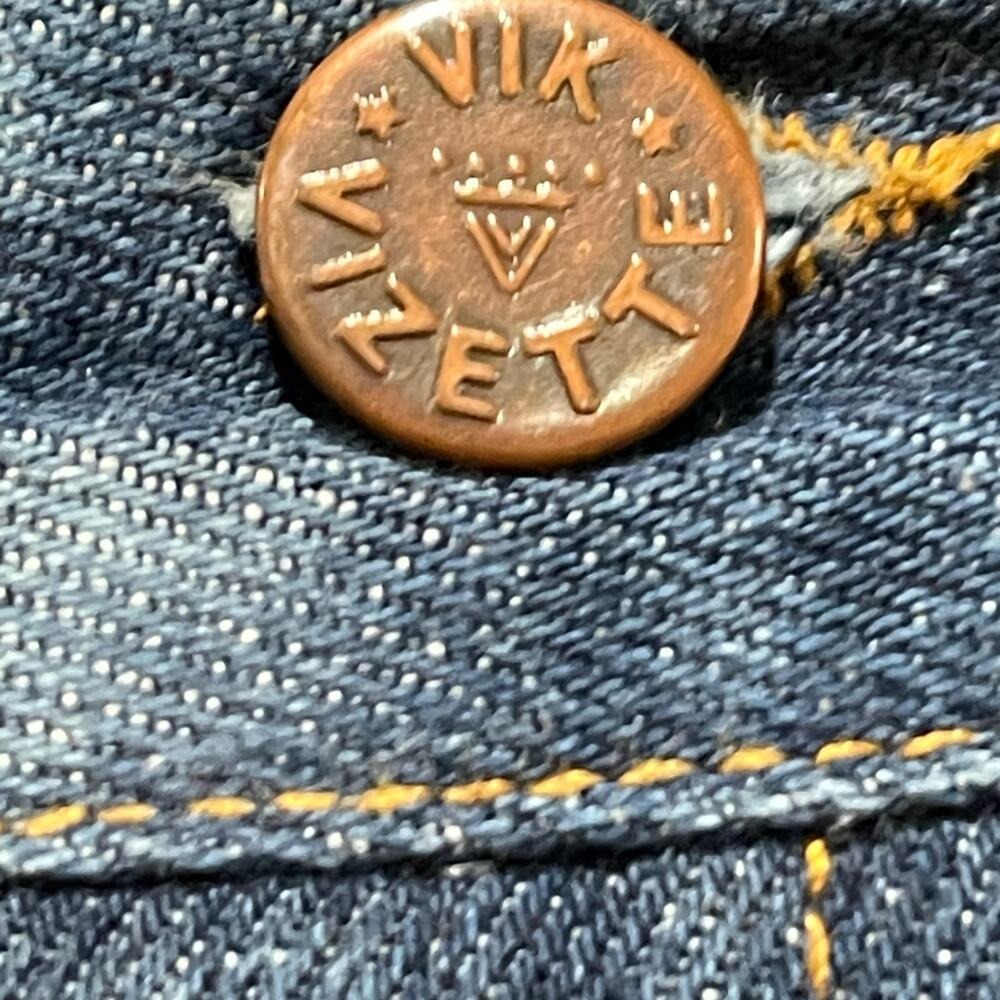 Vik Vizette Vintage Embroidered Butterfly Jeans Blue 27 - Picture 2 of 9